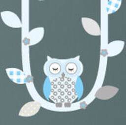 Owl Wall Stickers, Tree Swing Decals, Boys Blue & Grey Nursery Decor, Birds, Butterflies, White Branch Mural, Sleeping Moon & Stars - thumbnail 3
