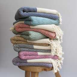 Cotton Throw Blanket - Handwoven Sofathrow 2nd Anniversary Gift Mother's Day Nanny For Christmas - thumbnail 2