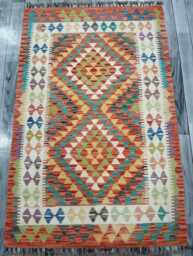 Classic Rug, Handmade Artisan Afghan Turkish Scandinavian Navajo Bohemian Wool Flatweave Multicolour Kilim Rug 161x103 cm - thumbnail 1