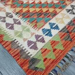 Classic Rug, Handmade Artisan Afghan Turkish Scandinavian Navajo Bohemian Wool Flatweave Multicolour Kilim Rug 161x103 cm - thumbnail 2