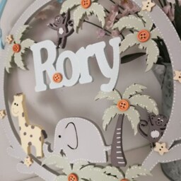 Personalised Jungle Animal Bedroom Name Hoop, Safari Nursery Door Sign - thumbnail 2