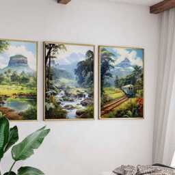 Set Of 3 Sigiriya Sri Lanka Posters, Lion Rock Prints, Travel Poster Set, Asia Wall Art Decor, Minimalist Landscape - thumbnail 3