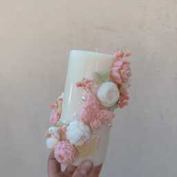 Pillar Candle With Handmade Floral Details, Limited Edition - thumbnail 2