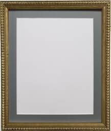 Crown Gold Photo Frame With Dark Grey Mount, Wooden Bobbin Distressed