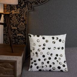 Black & White Polka Dot Throw Pillow Linen Feel Home Decor - thumbnail 4