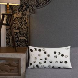 Black & White Polka Dot Throw Pillow Linen Feel Home Decor - thumbnail 2