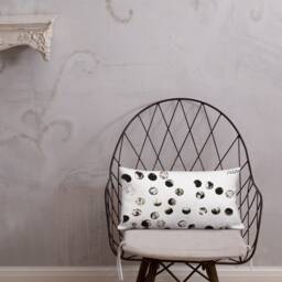 Black & White Polka Dot Throw Pillow Linen Feel Home Decor