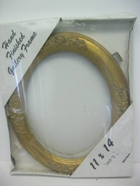 "Antique Gold With Flowers Hand Finish Gallery Oval Picture Frame 11 X 14 ""' Moulding 2 1/4 " - image 1