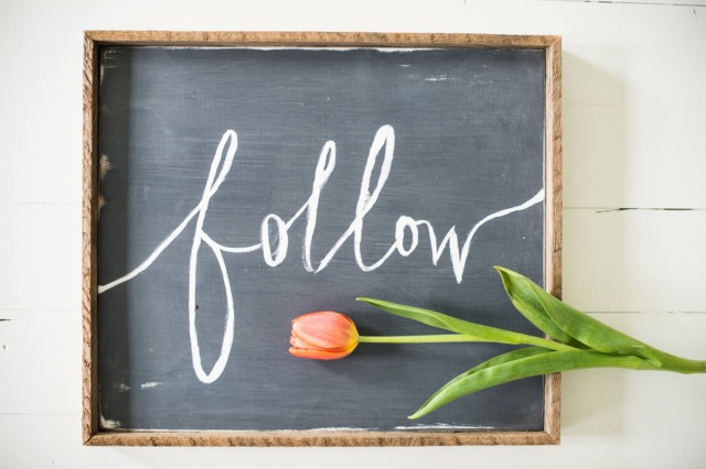 Follow Charcoal & Wood Sign With Reclaimed Lath Frame - image 1