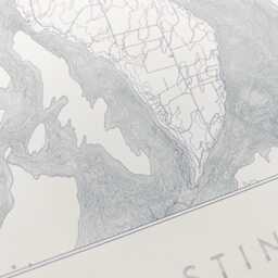 Harstine Island Watercolor Map Hand Drawn Washington Bathymetric Drawing - Art Print Home Gift Puget Sound Vacation Rental Decor - thumbnail 3