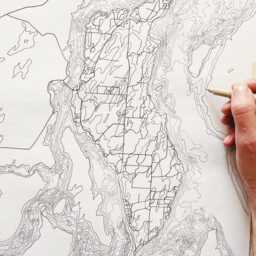 Harstine Island Watercolor Map Hand Drawn Washington Bathymetric Drawing - Art Print Home Gift Puget Sound Vacation Rental Decor - thumbnail 4