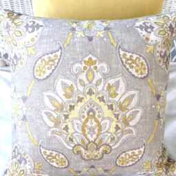 Taupe, Brown & Gold Ikat Pillow Cover From Linen Cotton Blend Fabric - thumbnail 2
