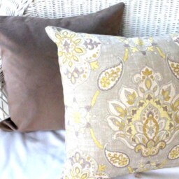 Taupe, Brown & Gold Ikat Pillow Cover From Linen Cotton Blend Fabric - thumbnail 3