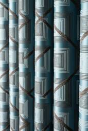 Turquoise Striped Curtains Custom Size Window Drape - thumbnail 1