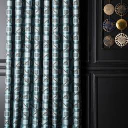 Turquoise Striped Curtains Custom Size Window Drape - thumbnail 2