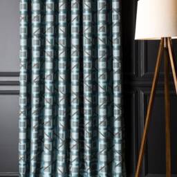 Turquoise Striped Curtains Custom Size Window Drape - thumbnail 3