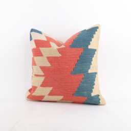 Floral Kilim Pillow Cover Vintage Turkish Wool, 18x18 - thumbnail 2