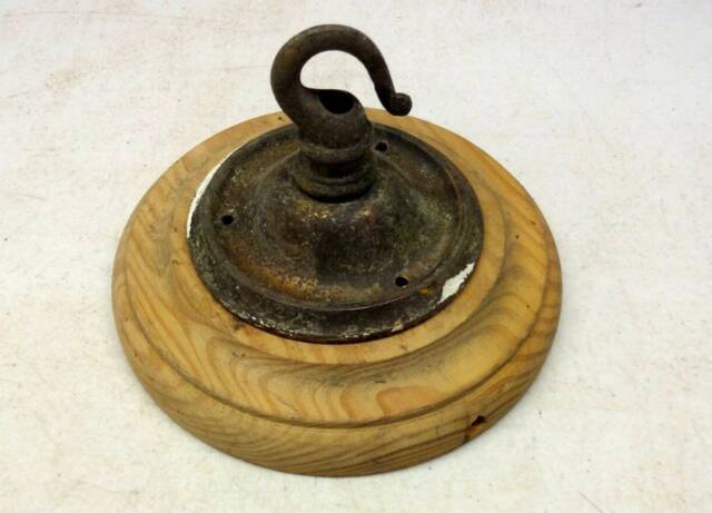 Brass Ceiling Hook Lamp Chandelier Light Wall Patras Wooden Mount Hanging Chain Antique Old - image 1