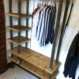 Industrial Open Wardrobe With Drawers - Reclaimed Scaffolding- The Tallinn - thumbnail 2
