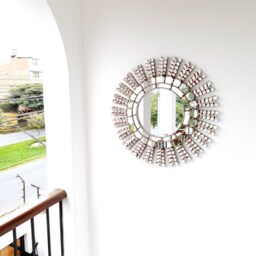 Silver Leaf Sunburst Wall Decor 60cm - Decorative Mirror Handmade Peruvian Art Organic Statement - thumbnail 3