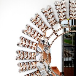 Silver Leaf Sunburst Wall Decor 60cm - Decorative Mirror Handmade Peruvian Art Organic Statement - thumbnail 2