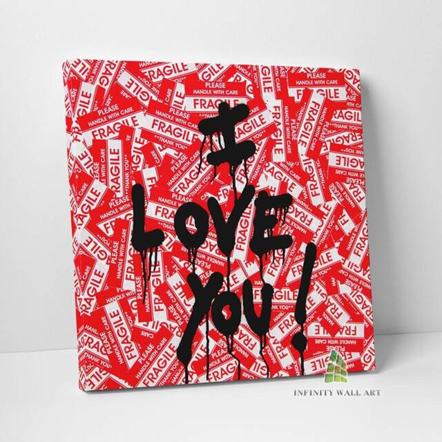 I Love You Graffiti Canvas Art Wall Print Picture Banksy Style Home Decor -D332 - image 1