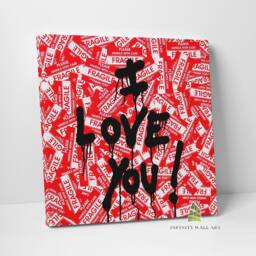 I Love You Graffiti Canvas Art Wall Print Picture Banksy Style Home Decor -D332 - thumbnail 1