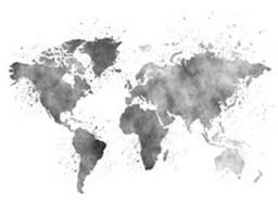 Watercolor World Map Print Gray Nursery Wall Art - thumbnail 3
