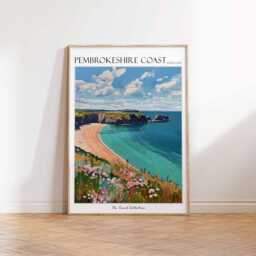 Pembrokeshire Coast Poster Wales Travel Print, Coastal Wall Art - thumbnail 3