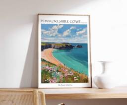 Pembrokeshire Coast Poster Wales Travel Print, Coastal Wall Art - thumbnail 1