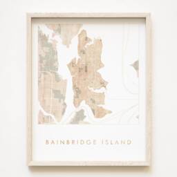 Bainbridge Island Washington Map Watercolor Wash City - Art Print Wedding Wall Puget Sound Seattle Moving Realtor Travel Gift - thumbnail 1