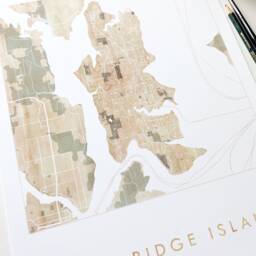 Bainbridge Island Washington Map Watercolor Wash City - Art Print Wedding Wall Puget Sound Seattle Moving Realtor Travel Gift - thumbnail 2
