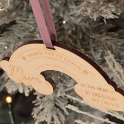 Personalised Rainbow Memorial Wooden Engraved Christmas Tree Ornament Decoration - thumbnail 2