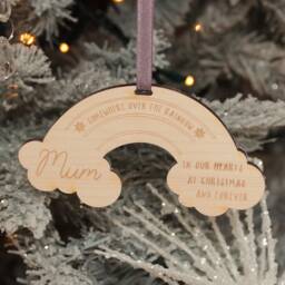 Personalised Rainbow Memorial Wooden Engraved Christmas Tree Ornament Decoration - thumbnail 1