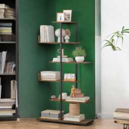 Industrial 6-Tier S-Shaped Bookcase - Modern Storage & Display
