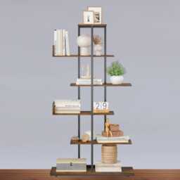 Industrial 6-Tier S-Shaped Bookcase - Modern Storage & Display - thumbnail 3