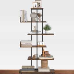 Industrial 6-Tier S-Shaped Bookcase - Modern Storage & Display - thumbnail 2