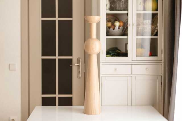 Tall Unfinished Wood Table Leg Handmade Turned Furniture Foot, 880mm - image 1