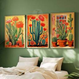 Mexican Set Of 3 Cactus Posters, Prints, Floral Wall Art, Botanical Mexico Art Decor, Decor - thumbnail 3
