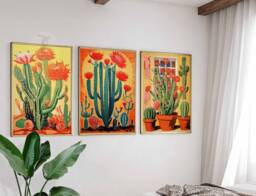 Mexican Set Of 3 Cactus Posters, Prints, Floral Wall Art, Botanical Mexico Art Decor, Decor - thumbnail 1