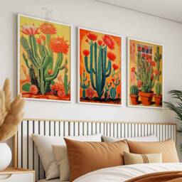 Mexican Set Of 3 Cactus Posters, Prints, Floral Wall Art, Botanical Mexico Art Decor, Decor - thumbnail 2