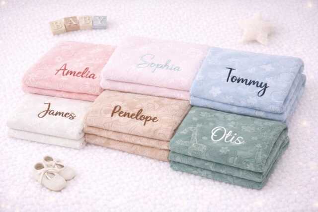 Personalised Baby Blanket With Embroidered Name. Security Blanket, New Baby Gift, Shower Gift For Parents. New Mum - image 1