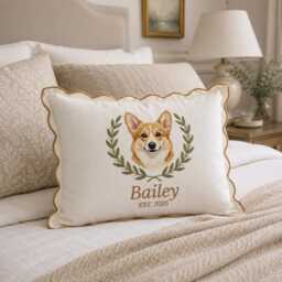 Embroidered Custom Pet Portrait Baby Pillow, Dog Cushion, Memorial Gift, Lover Keepsake Name Home Decor Gift - thumbnail 4