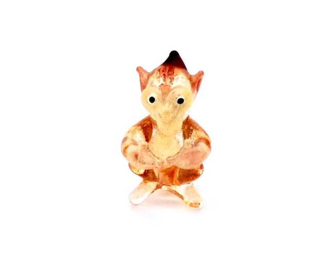 Miniature Hand Blown Glass Baby Monkey Little Animal Brown White Pink Figurine Tiny Statue Small Decoration Collectible Painted Mini Figure - image 1