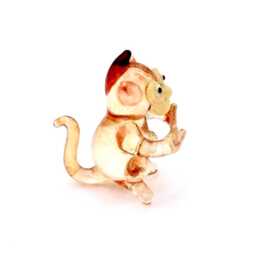 Miniature Hand Blown Glass Baby Monkey Little Animal Brown White Pink Figurine Tiny Statue Small Decoration Collectible Painted Mini Figure - thumbnail 2