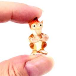 Miniature Hand Blown Glass Baby Monkey Little Animal Brown White Pink Figurine Tiny Statue Small Decoration Collectible Painted Mini Figure - thumbnail 4