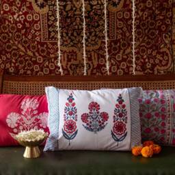Taj Pink Floral Jaal Cushion Cover, Pillow, Cushion, Handmade Cushion, Sizes Available - thumbnail 4