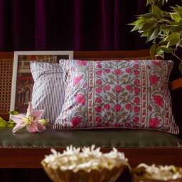Taj Pink Floral Jaal Cushion Cover, Pillow, Cushion, Handmade Cushion, Sizes Available - thumbnail 3