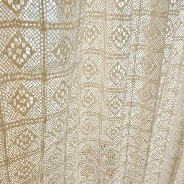 Chic Crochet Curtain Panel Farmhouse Sheer Window Drape - image 1