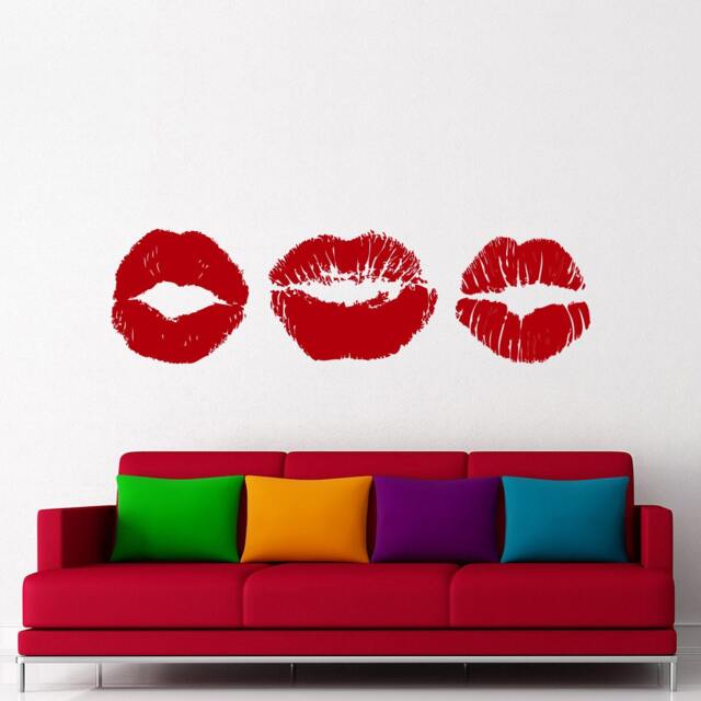 Lips Wall Stickers Kiss Decal Valentine's Day Design Removable Vinyl Interior Art Decorating Ideas Living Room Bedroom Home Decor Mural Ar71 - image 1